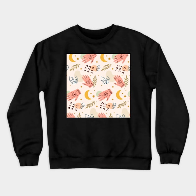 Hand and Eye Pattern Crewneck Sweatshirt by Novelty-art